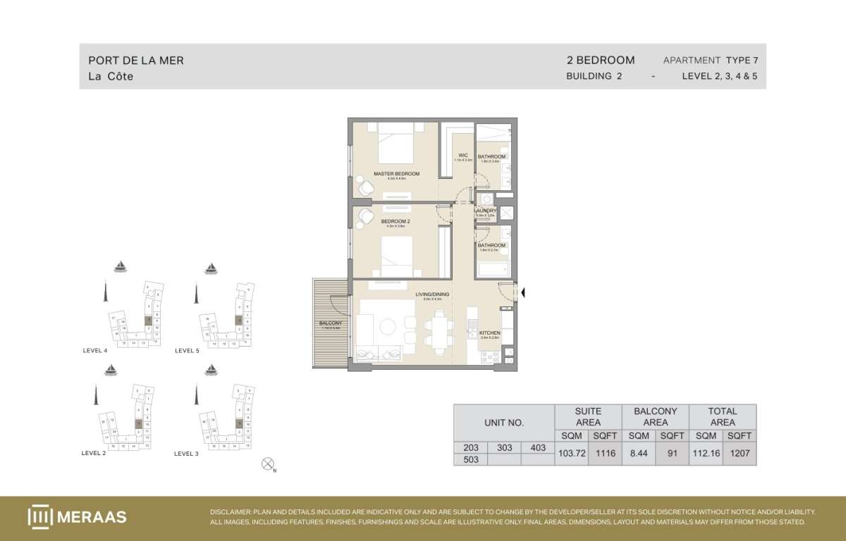 7-2BHK-Type 7 - Unit 203,303,403,503